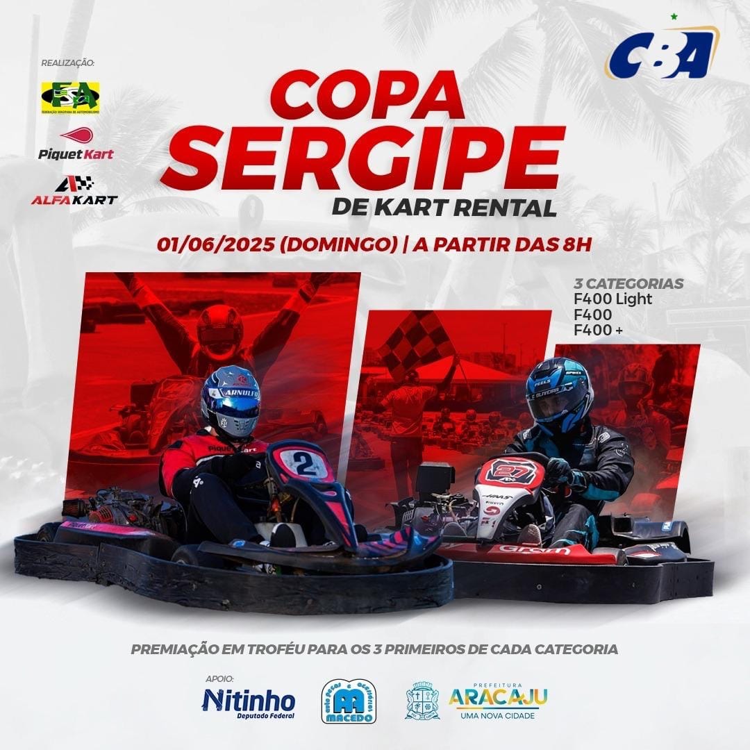 Copa Sergipe de Kart Rental acontece em Aracaju no dia 1º de junho