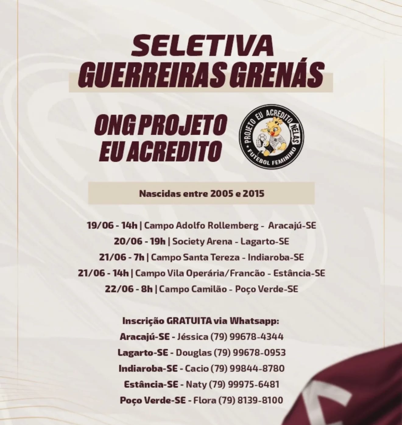 Sergipe recebe seletiva da Ferroviária-SP, referência no futebol feminino brasileiro