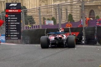 Chuva causa acidente de Leclerc no Q3 e paralisa classificação outra vez em Baku