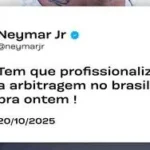 Neymar reclama da arbitragem após pênalti contra o Santos e pede “profissionalização para ontem”