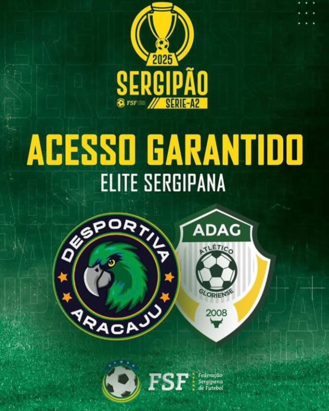 Desportiva Aracaju é campeã da Série A2 2025 e, junto com o Atlético Gloriense, garante vaga na elite sergipana