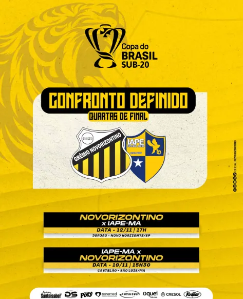 Novorizontino enfrenta IAPE nas quartas de final da Copa do Brasil Sub-20