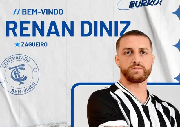 Taubaté fecha com zagueiro Renan Diniz para a Série A2 paulista de 2026