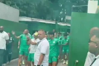 Torcida do Palmeiras faz festa de despedida antes da final da Libertadores
