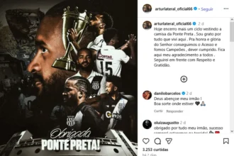 Lateral Artur publica carta e confirma saída da Ponte Preta após acordo por salários atrasados