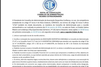 Confiança marca reunião para escolher representantes da associação na SAF do clube