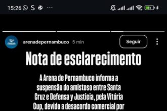 Arena de Pernambuco cancela amistoso entre Santa Cruz e Defensa y Justicia