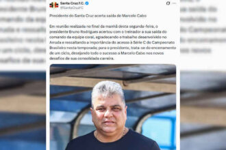 Santa Cruz confirma saída de Marcelo Cabo um dia após sustentar permanência do treinador