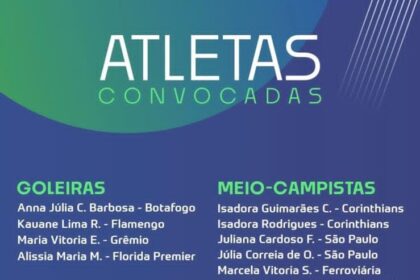 Seleção Sub-15 convoca três jogadoras sergipanas; duas atuam em clubes filiados à FSF
