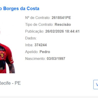 Sport publica rescisão de Pedro Augusto no BID e jogador deixa o clube