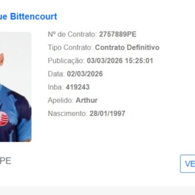Náutico registra goleiro Arthur no BID e ganha opção para a Série B