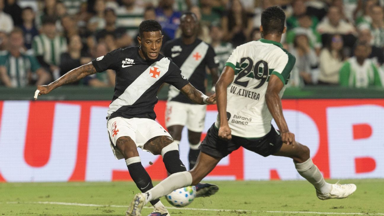 Gol contra nos acréscimos impede vitória do Vasco, e Coritiba arranca empate no Couto Pereira - Imagem do artigo