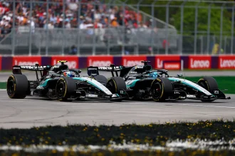 Russell vence sprint do GP do Canadá após contato com Antonelli; Norris fica em segundo
