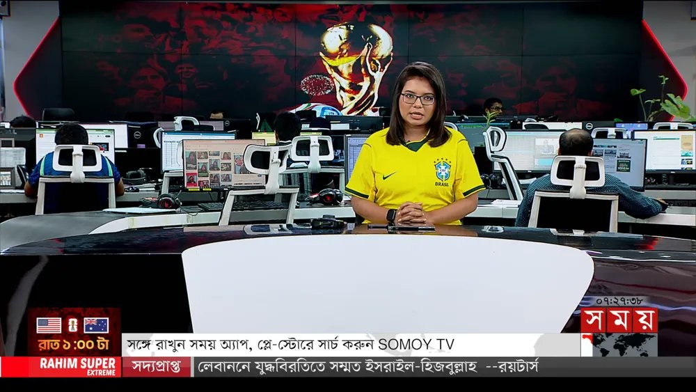 jornalistas de bangladesh apresentam telejornal de camisa do 20260619