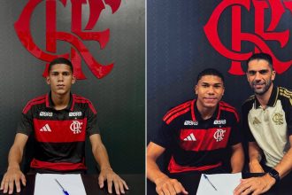 Jovens de 16 anos assinam com Flamengo e projetam carreira até 2029