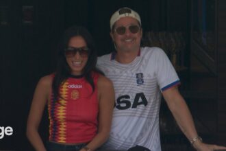 Noiva de Brad Pitt vive emoções intensas em jogo da Espanha contra Bélgica