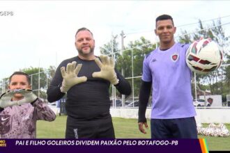 Goleiro do Botafogo-PB reúne pai e filho em treino com Luiz Daniel