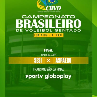 Final do Campeonato Brasileiro de Vôlei Sentado Feminino terá transmissão do SporTV