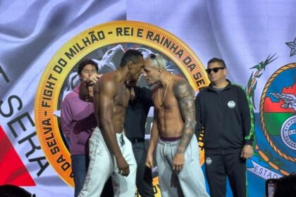 Finalistas batem o peso e trocam encaradas antes do Jungle Fight 156