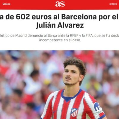 RFEF aplica multa de €602 ao Barcelona por abordagem a Julián Álvarez