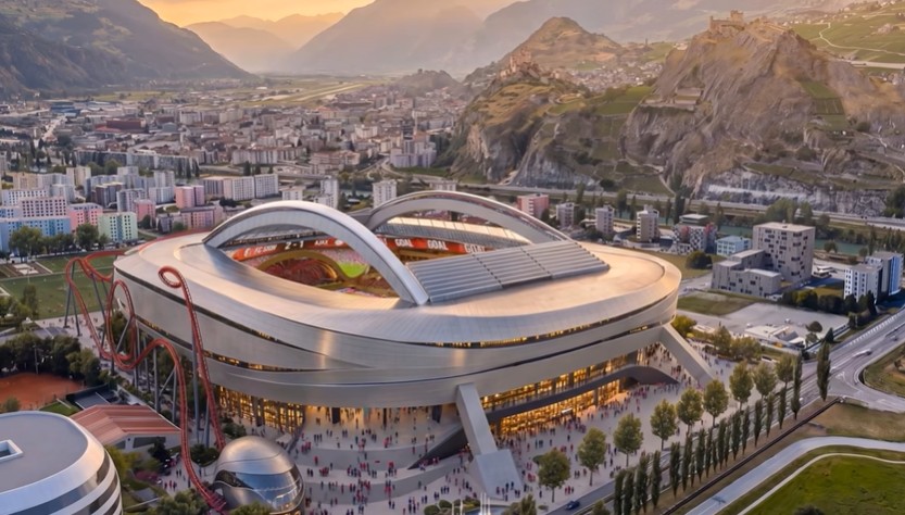 Sion revela projeto de estádio com montanha-russa por €494 mi